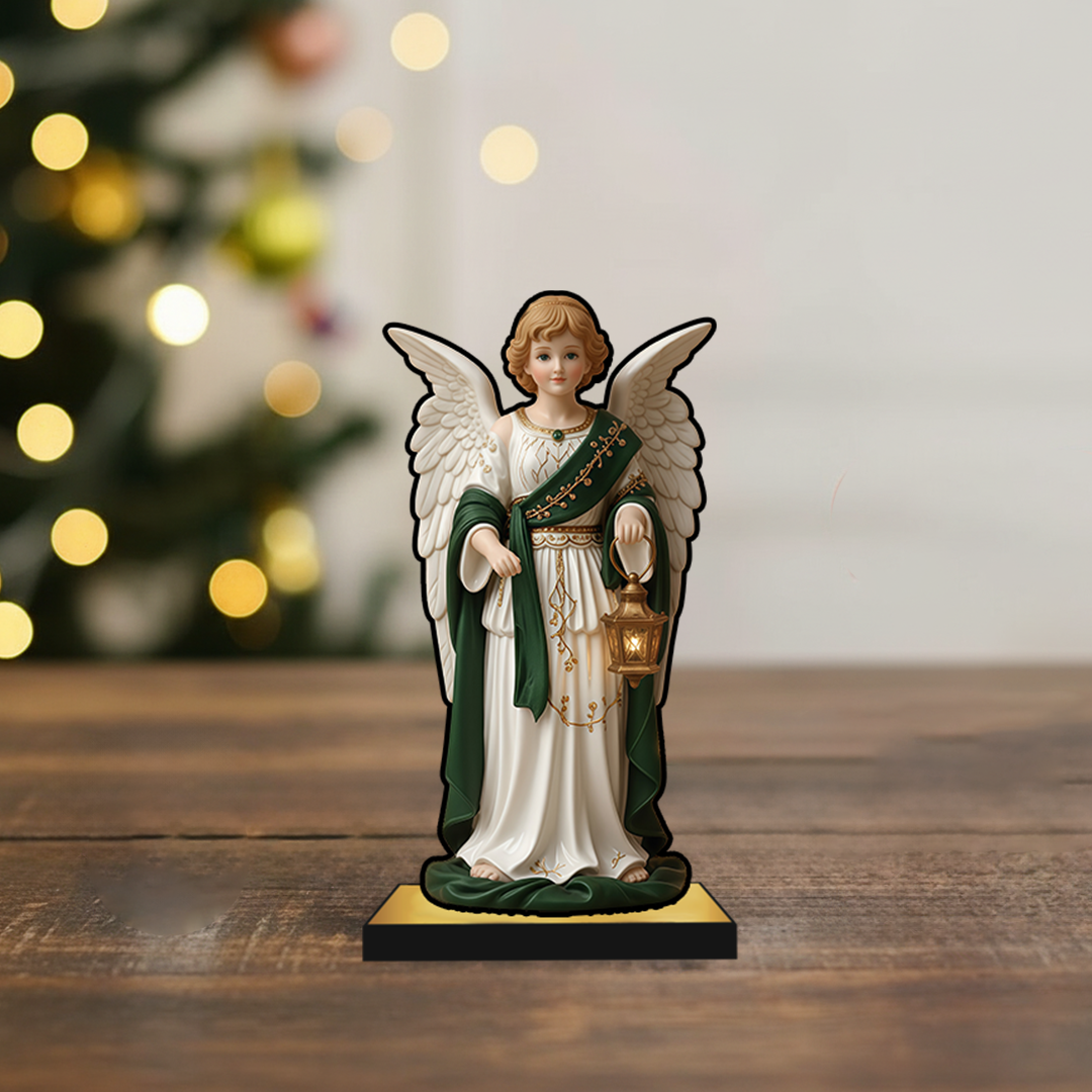 Christmas Crib Angel – Green Robe Christmas 2D Decor Miniature