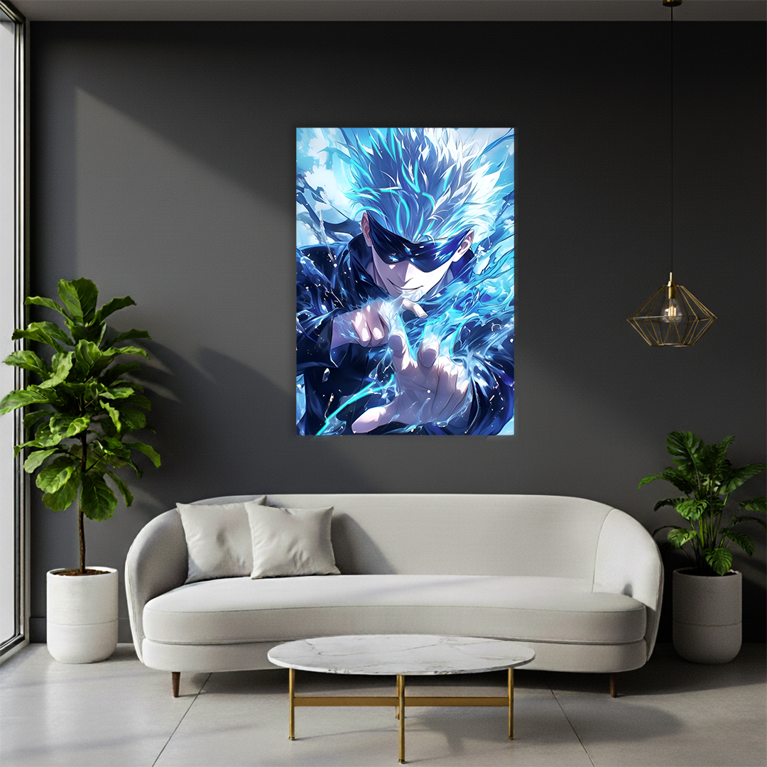 Gojo Satoru – Limitless Blue Energy - Premium Acrylic Anime Wall Frame