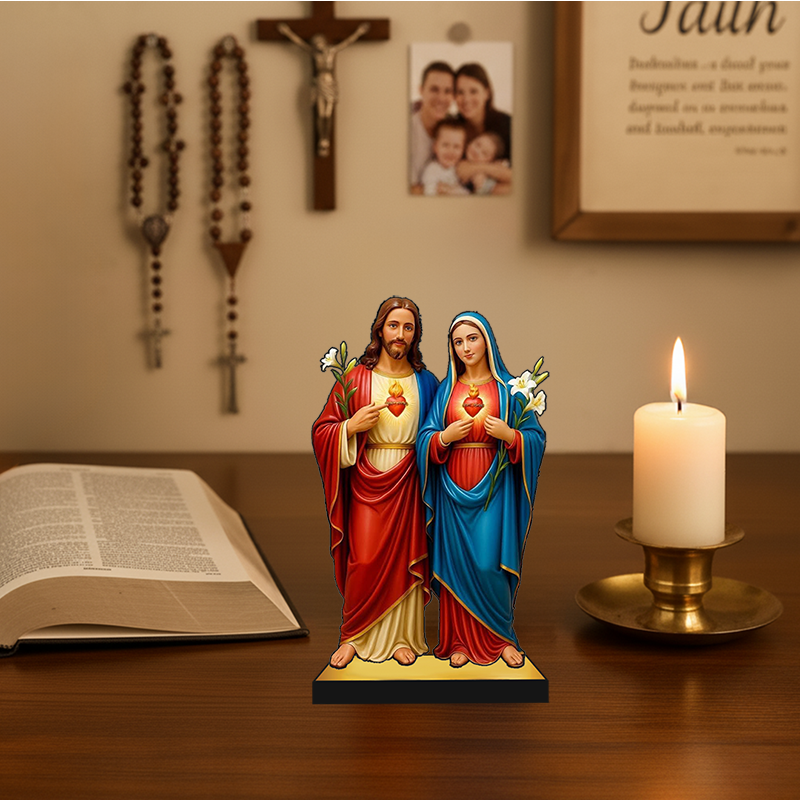 Jesus Christ and Virgin Mother Mary 2D Miniature Statue