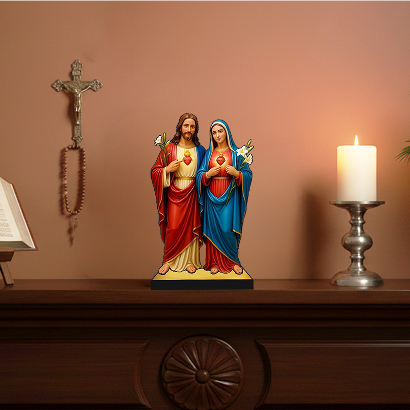 Jesus Christ and Virgin Mother Mary 2D Miniature Statue