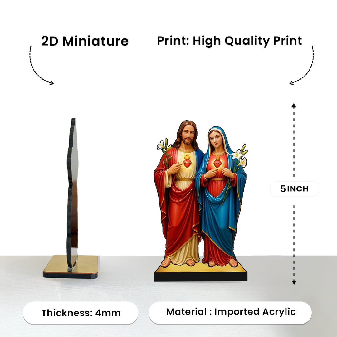 Jesus Christ and Virgin Mother Mary 2D Miniature Statue