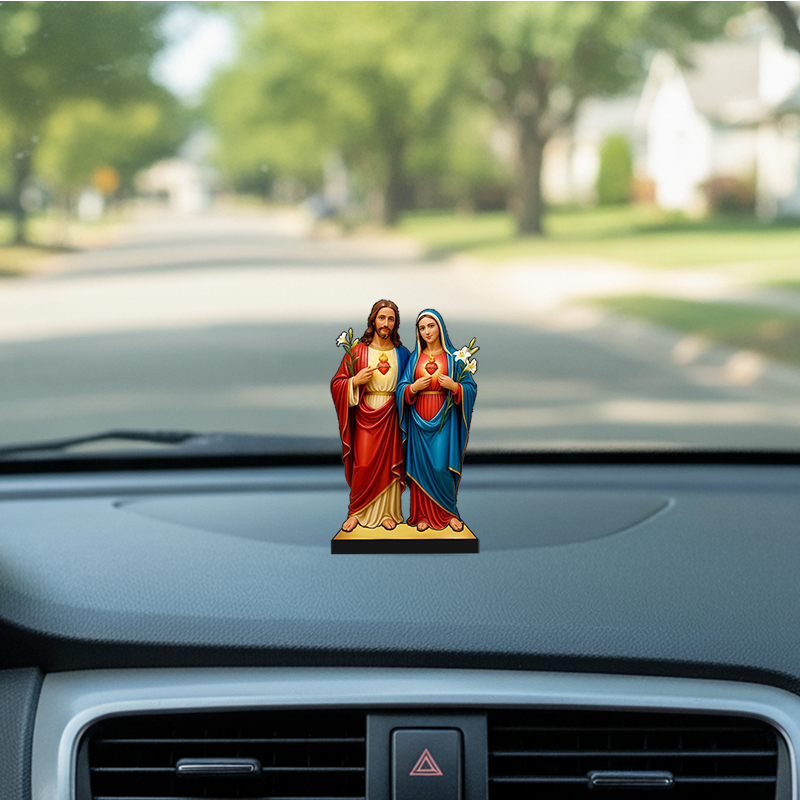 Jesus Christ and Virgin Mother Mary 2D Miniature Statue