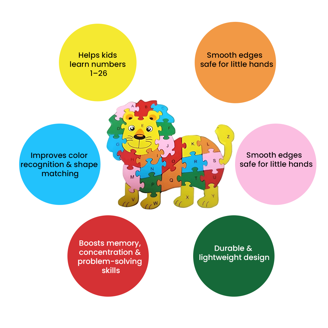Colorful Wooden Lion Puzzle β Educational Toy for Kids