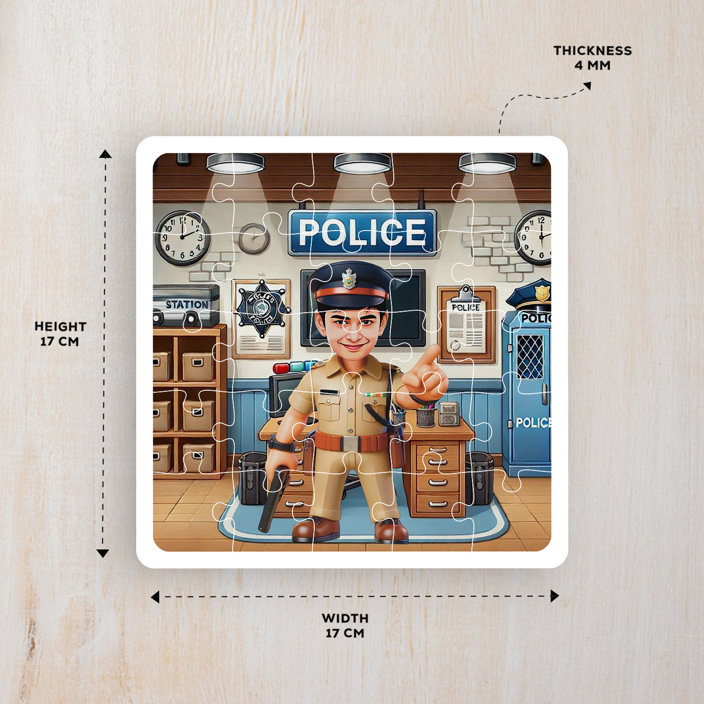Personalised Kid Police Desire Puzzle Photo Frame