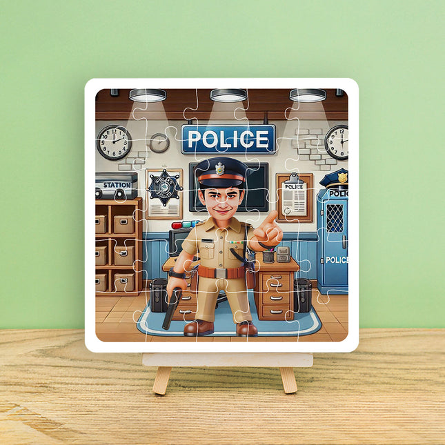 Personalised Kid Police Desire Puzzle Photo Frame