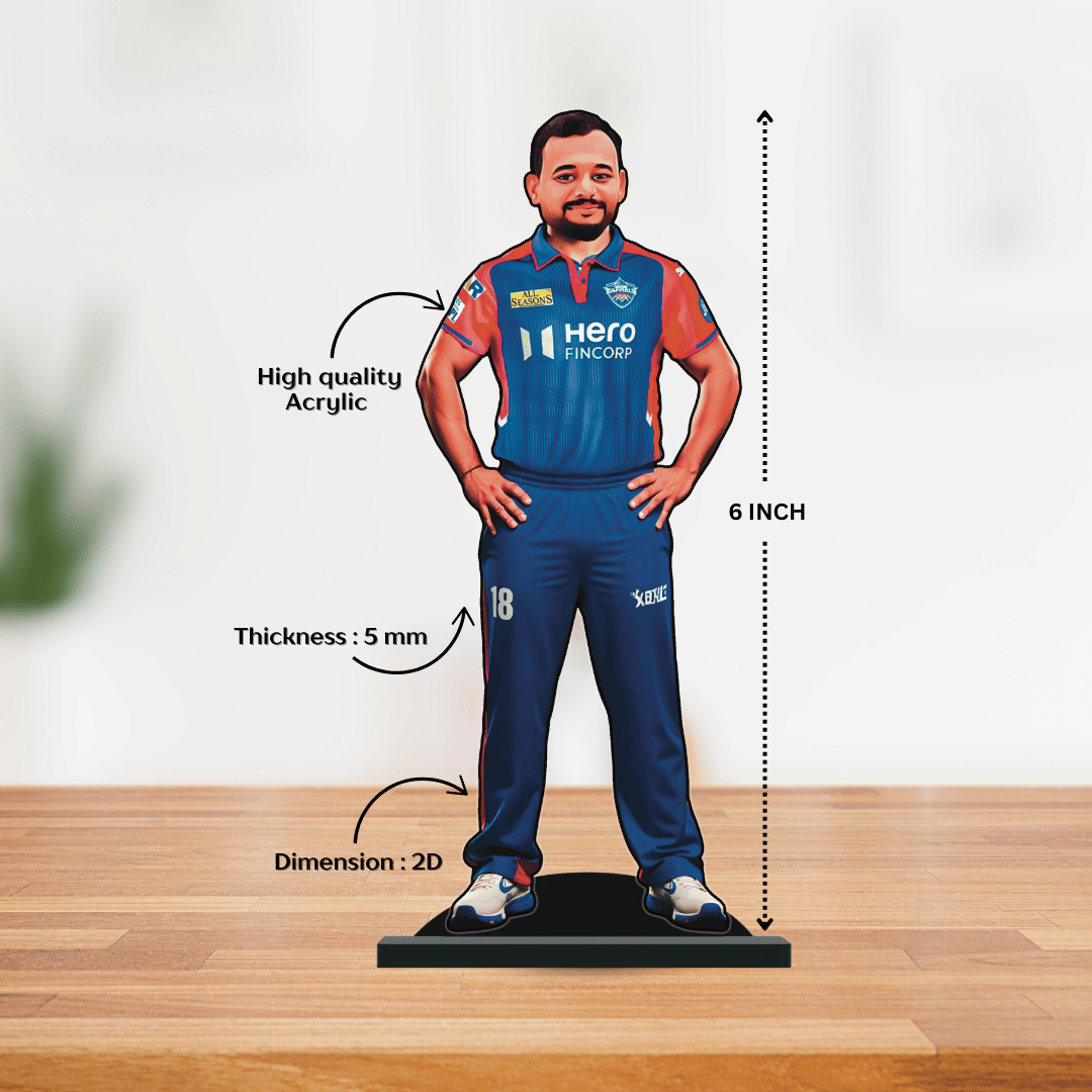 Custom IPL Team Miniature with Your Face + Free Keychain: Delhi Capitals
