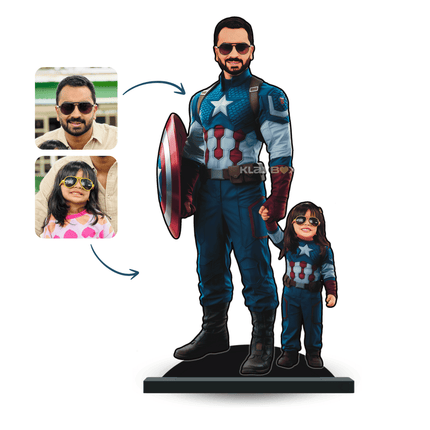 Personalised Superhero Father & Daughter Captain America Minify