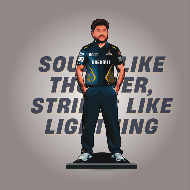 Custom IPL Team Miniature with Your Face + Free Keychain: Gujarat Titans