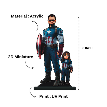 Personalised Superhero Father & Daughter Captain America Minify