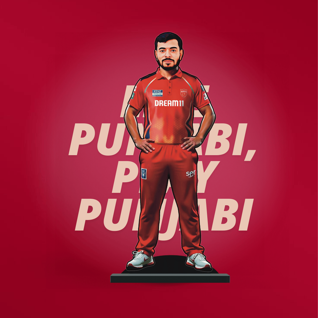 Custom IPL Team Miniature with Your Face + Free Keychain: Punjab Kings