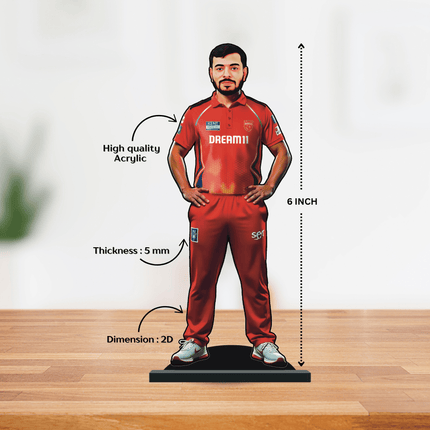 Custom IPL Team Miniature with Your Face + Free Keychain: Punjab Kings