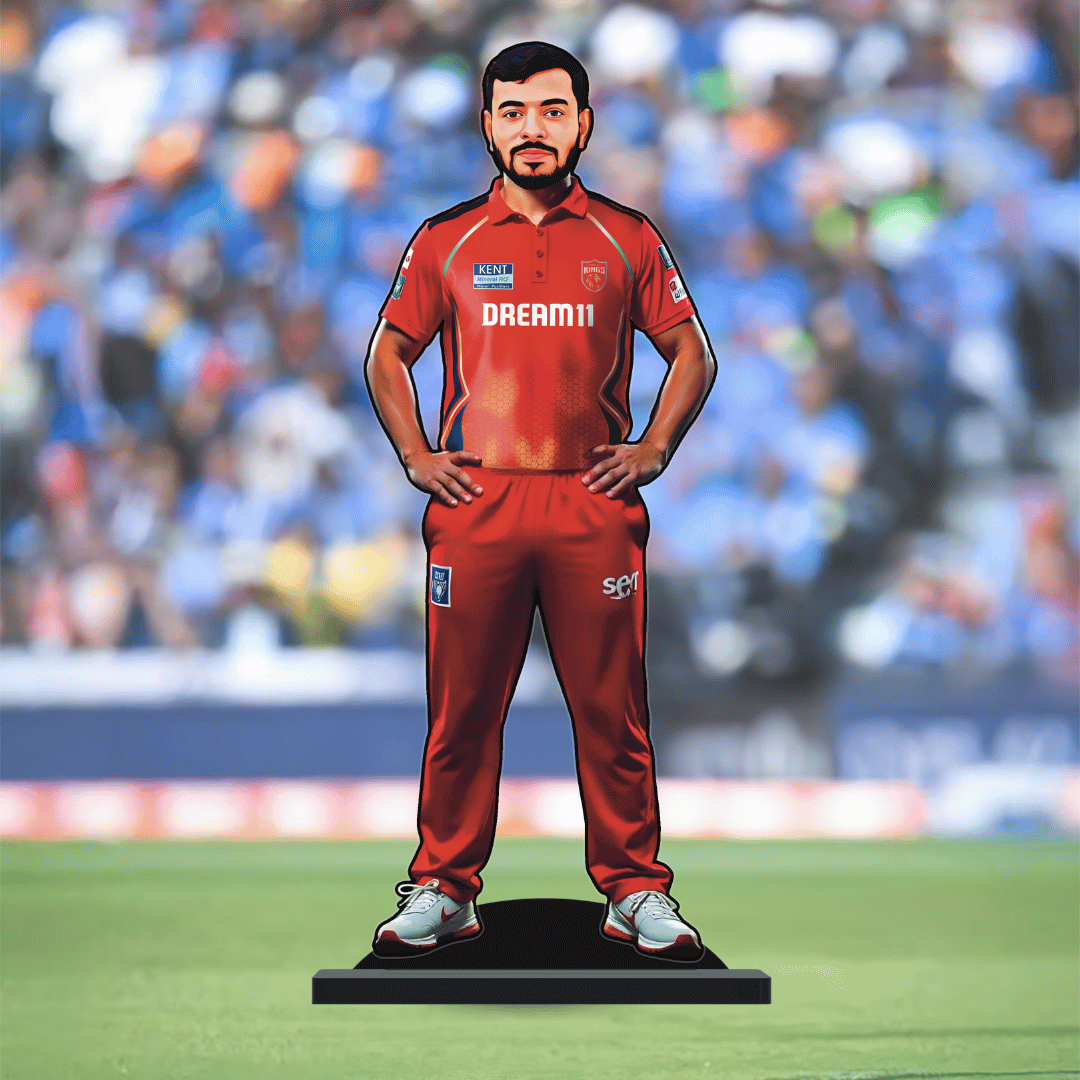 Custom IPL Team Miniature with Your Face + Free Keychain: Punjab Kings