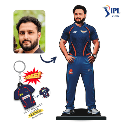 Custom IPL Team Miniature with Your Face + Free Keychain: Lucknow Super Giants