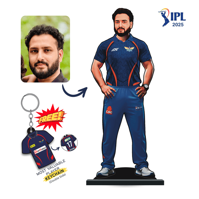 Custom IPL Team Miniature with Your Face + Free Keychain: Lucknow Super Giants