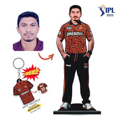 Custom IPL Team Miniature with Your Face + Free Keychain: Sunrisers Hyderabad