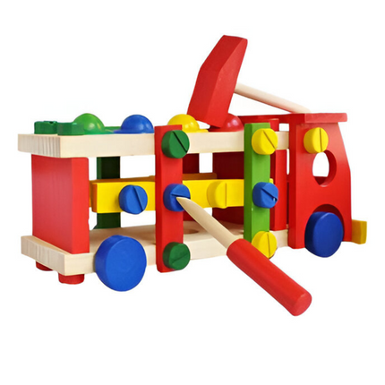 Wooden Bus Hammer & Ball Toy