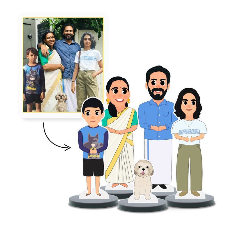 Family Minify Art | 4 Members + Pet