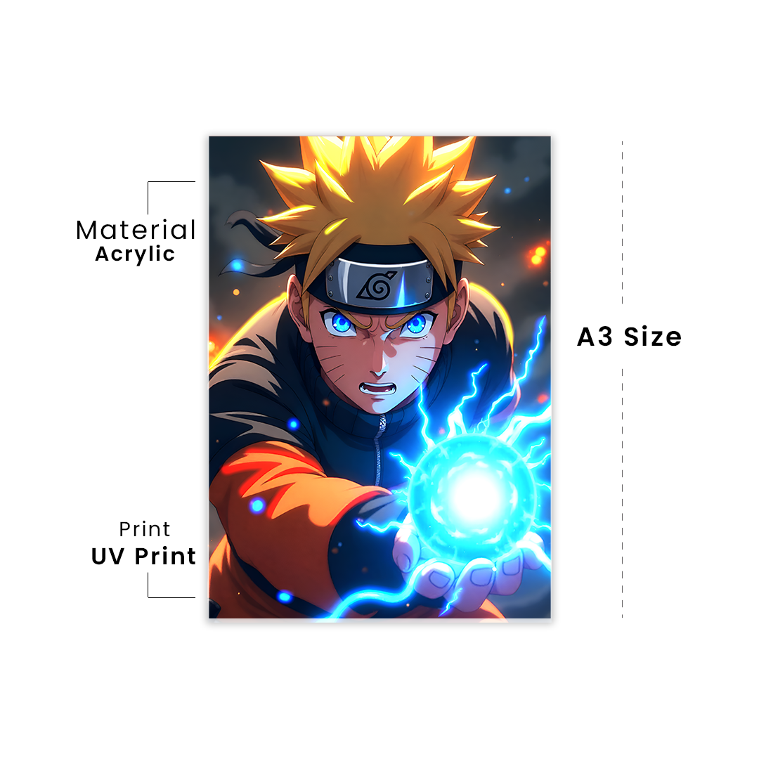Naruto Uzumaki – Rasengan Energy - Premium Acrylic Anime Wall Frame