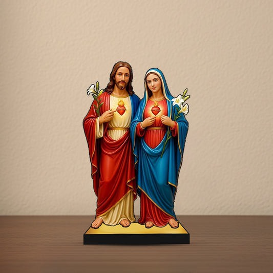 Jesus Christ and Virgin Mother Mary 2D Miniature Statue