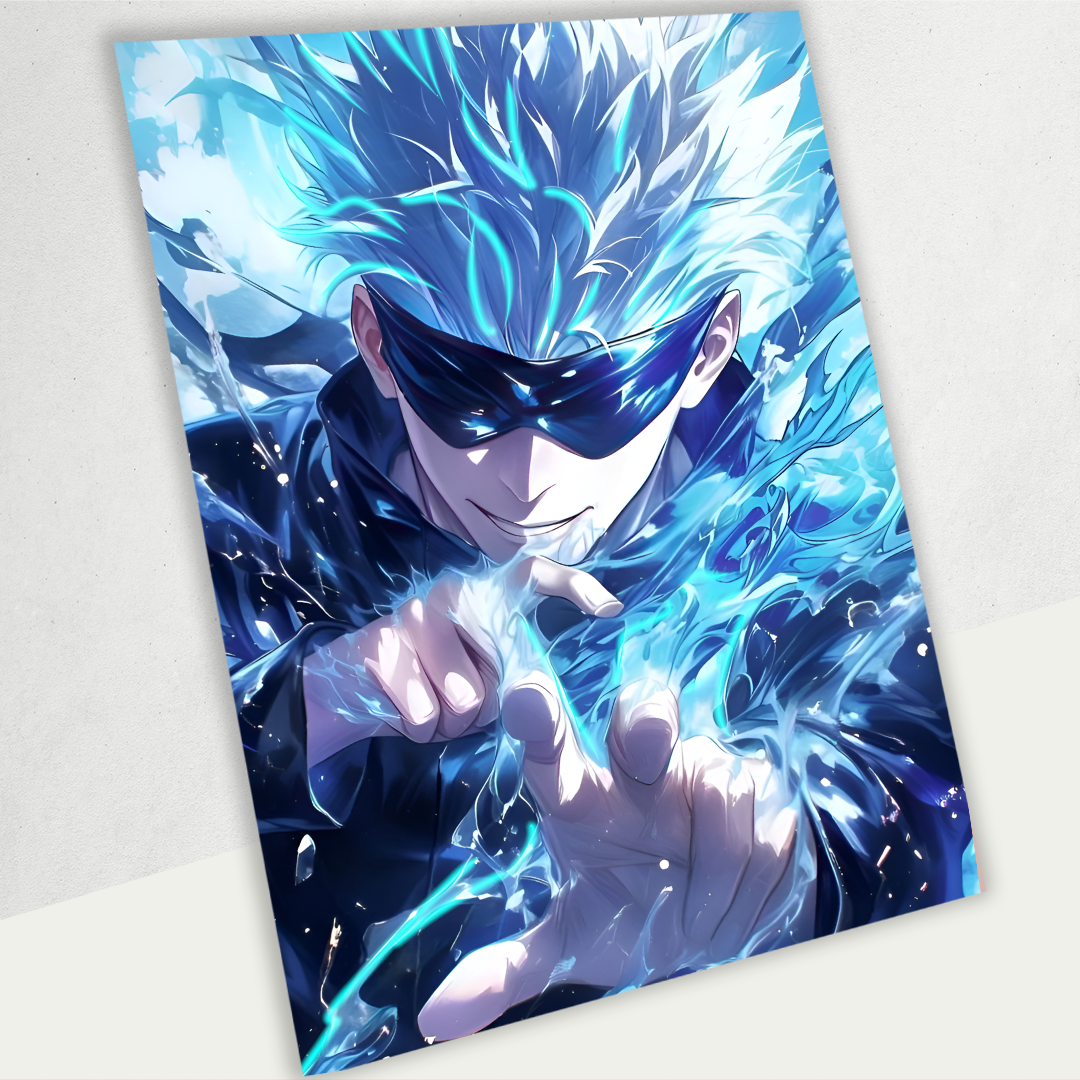 Gojo Satoru – Limitless Blue Energy - Premium Acrylic Anime Wall Frame