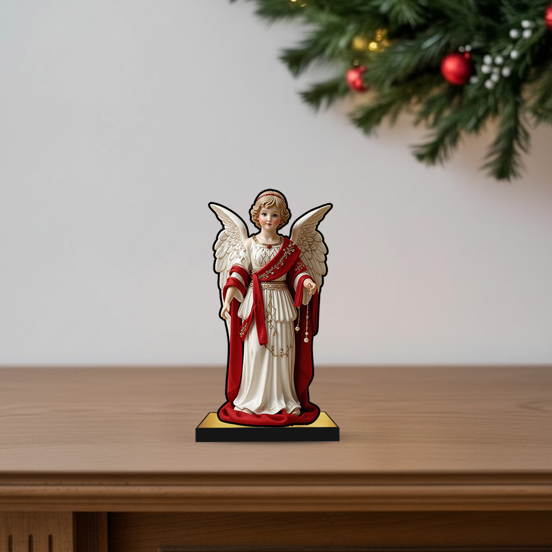 Christmas Crib Angel – Red Robe 2D Acrylic Christmas Decor