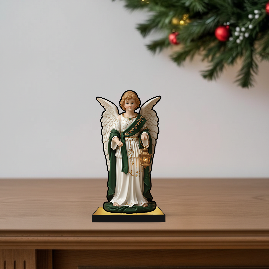 Christmas Crib Angel – Green Robe Christmas 2D Decor Miniature