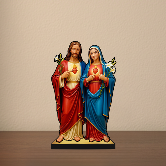 Jesus Christ and Virgin Mother Mary 2D Miniature Statue