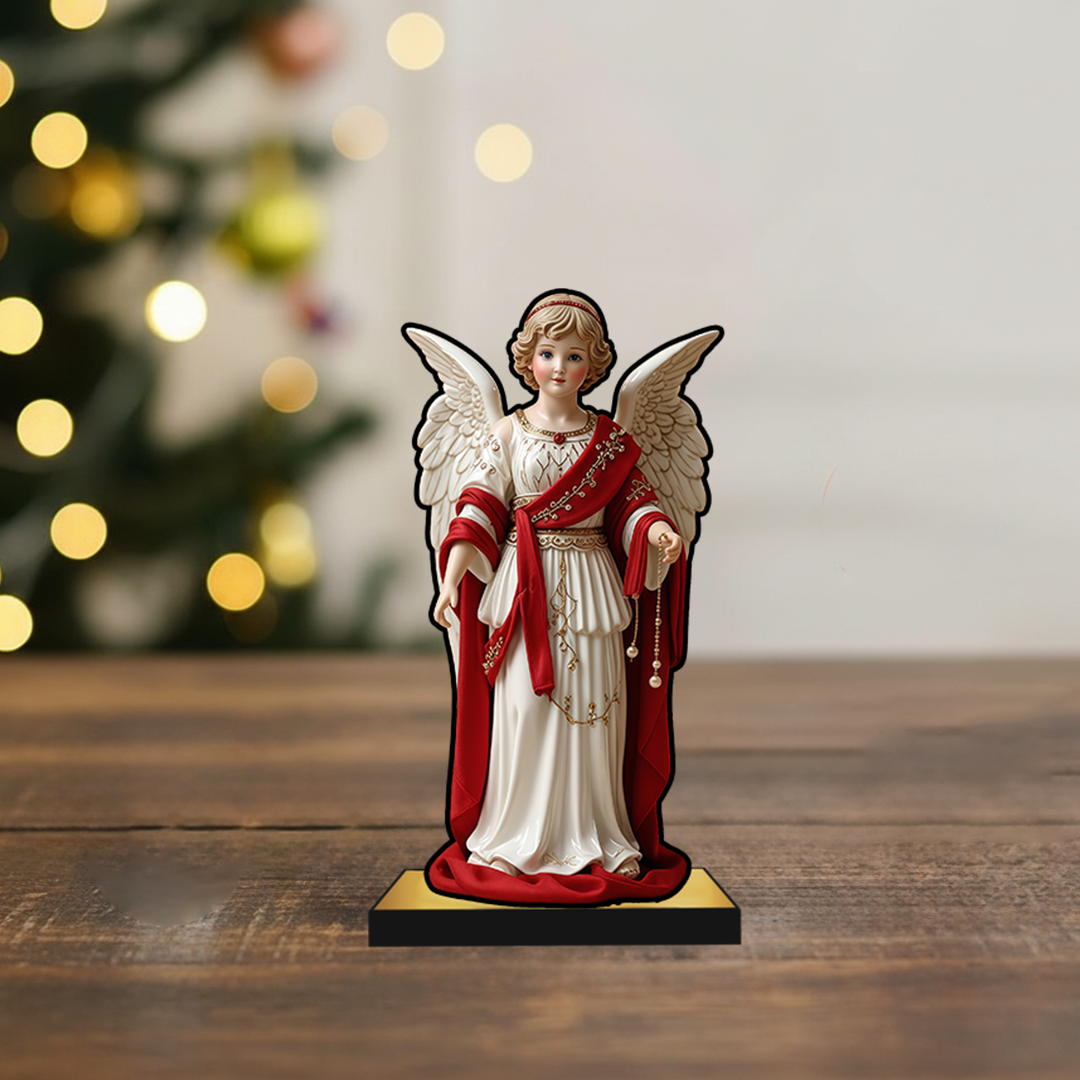 Christmas Crib Angel – Red Robe 2D Acrylic Christmas Decor