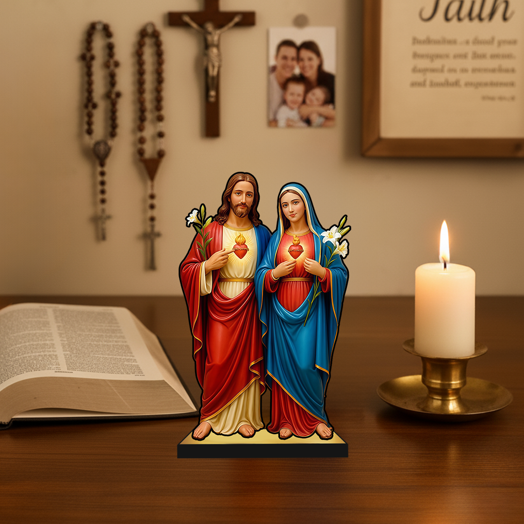 Jesus Christ and Virgin Mother Mary 2D Miniature Statue
