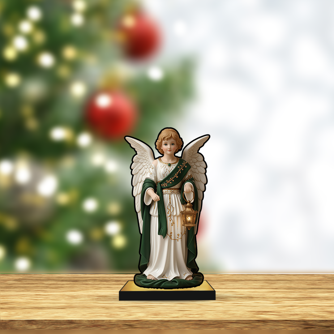 Christmas Crib Angel – Green Robe Christmas 2D Decor Miniature