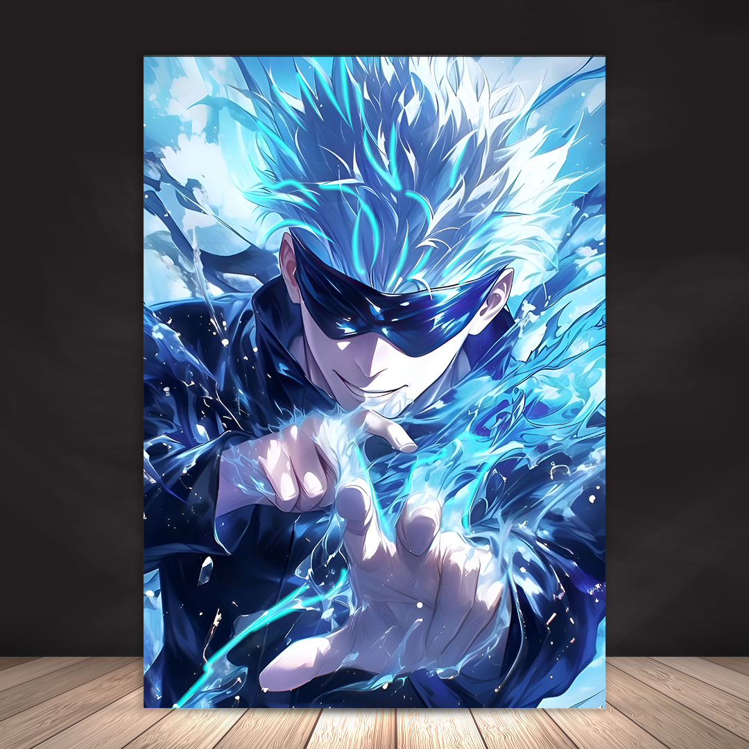 Gojo Satoru – Limitless Blue Energy - Premium Acrylic Anime Wall Frame