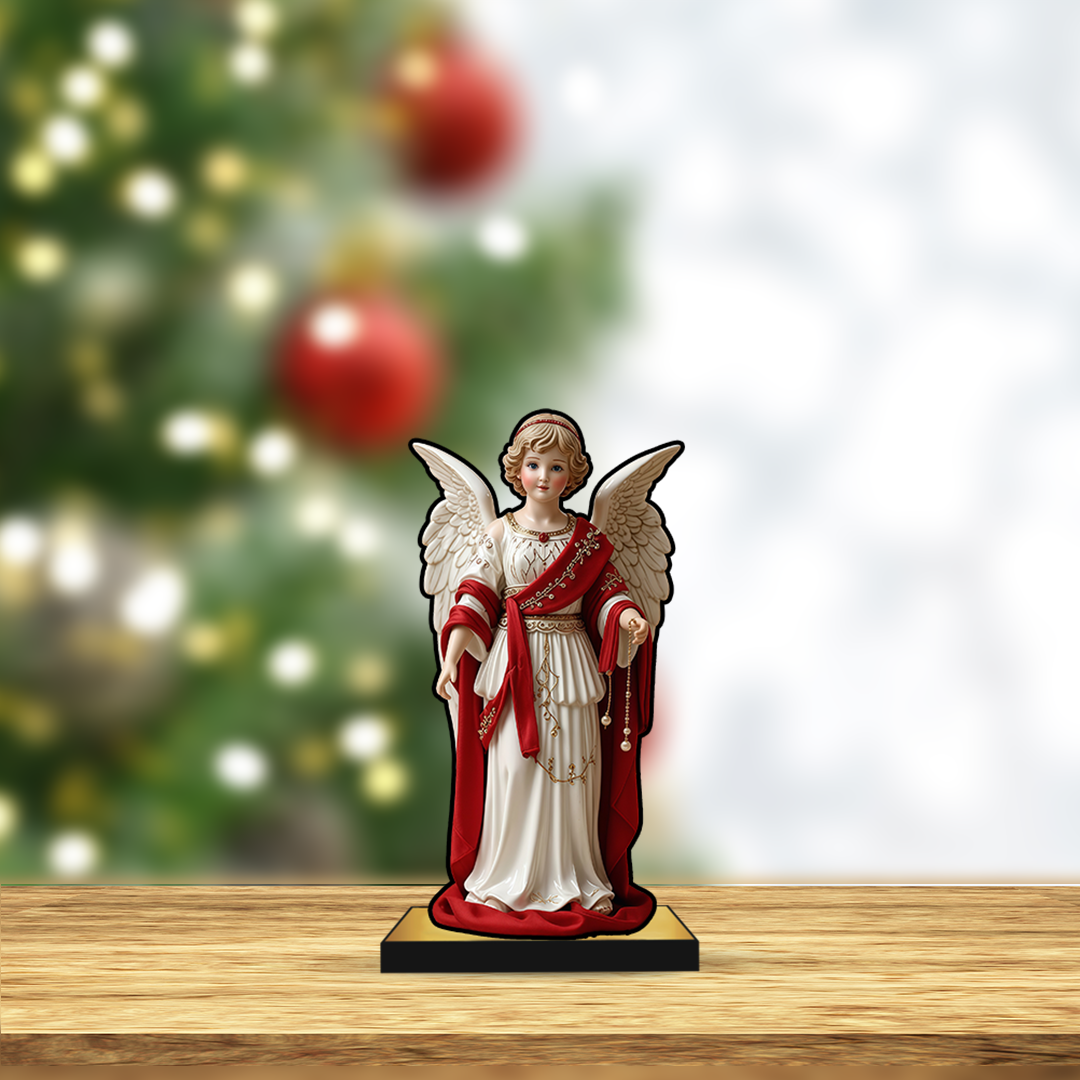 Christmas Crib Angel – Red Robe 2D Acrylic Christmas Decor
