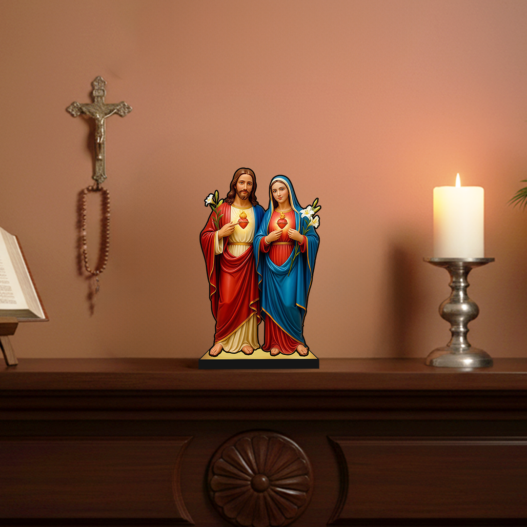 Jesus Christ and Virgin Mother Mary 2D Miniature Statue