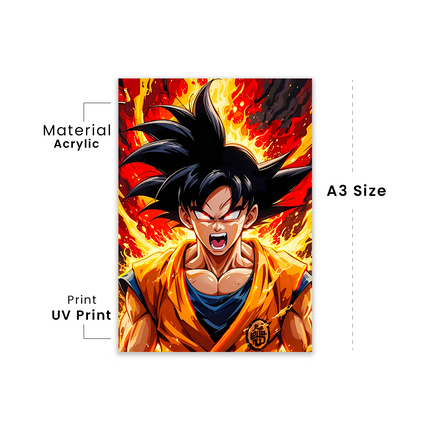 Goku – Fire Rage Aura Premium Acrylic Anime Wall Frame