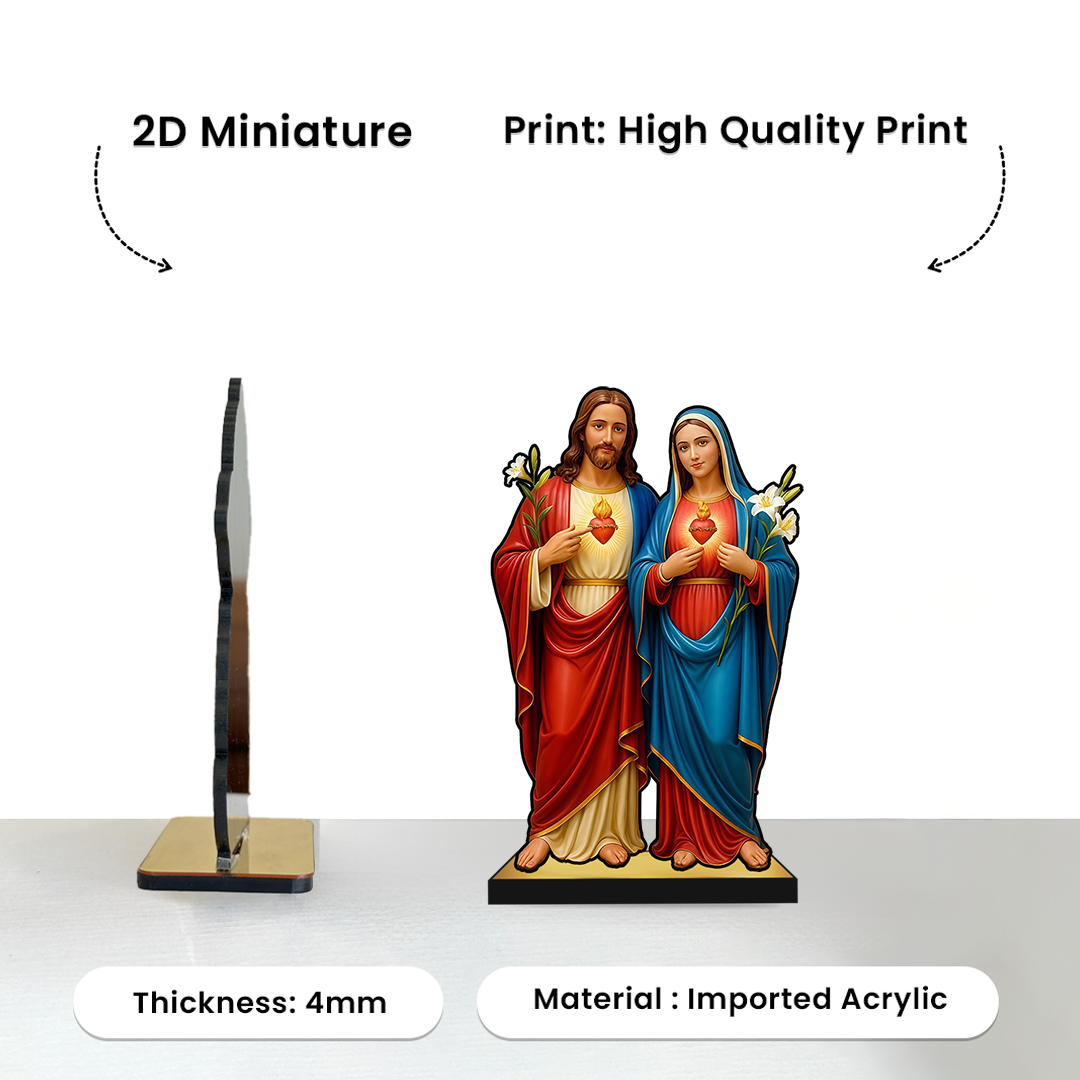 Jesus Christ and Virgin Mother Mary 2D Miniature Statue