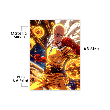 Saitama – One Punch Hero Premium Acrylic Anime Wall Frame