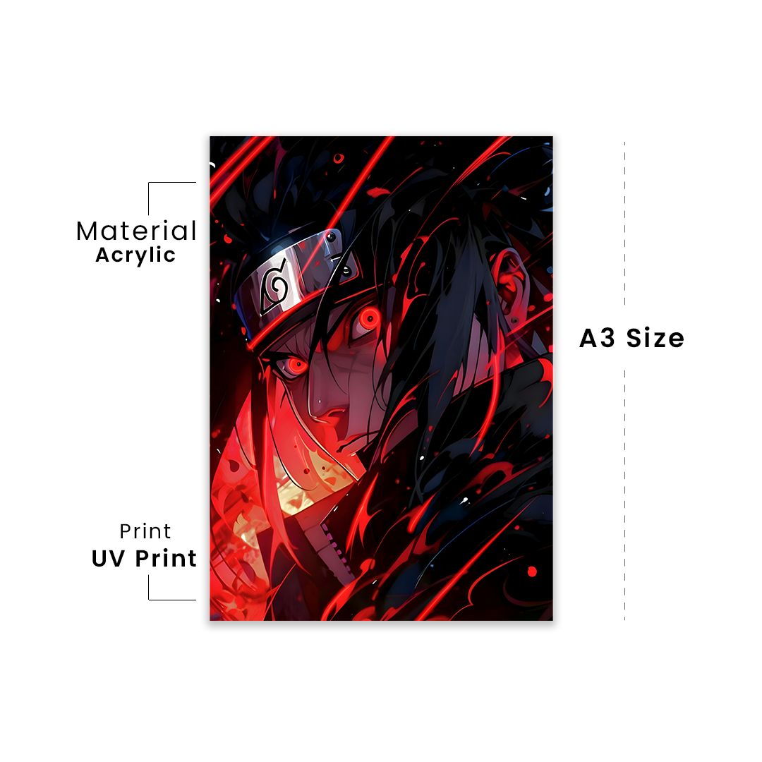 Sasuke Uchiha – Sharingan Fury Premium Acrylic Anime Wall Frame