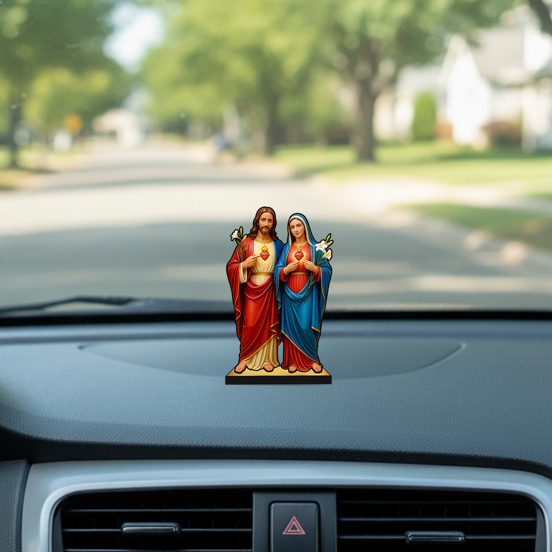 Jesus Christ and Virgin Mother Mary 2D Miniature Statue