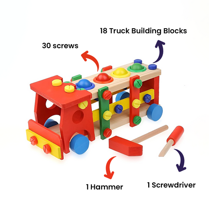 Wooden Bus Hammer & Ball Toy