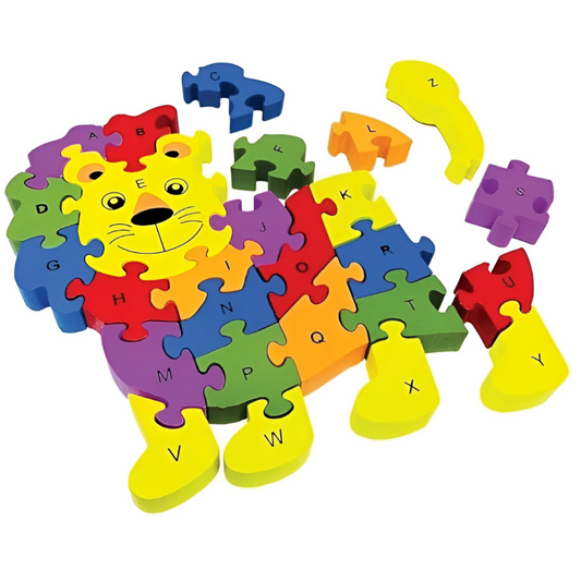 Colorful Wooden Lion Puzzle – Educational Toy for Kids