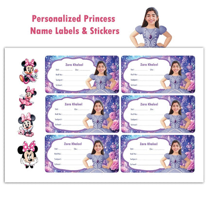Superhero Custom Labels & Stickers with Child Photo & Name – 4 Characters in 1 Pack