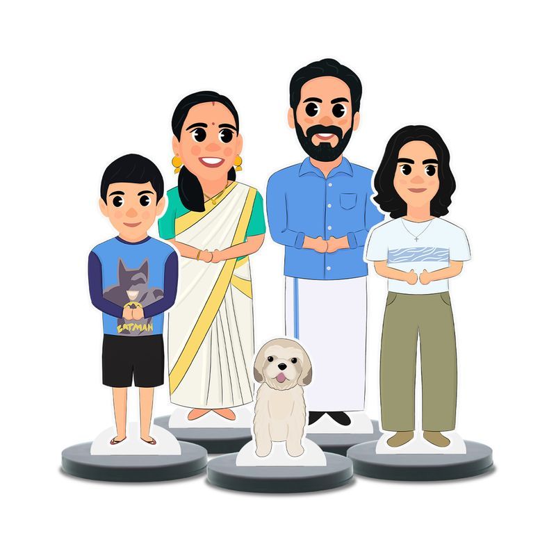 Family Minify Art | 4 Members + Pet