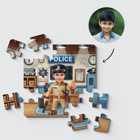 Personalised Kid Police Desire Puzzle Photo Frame