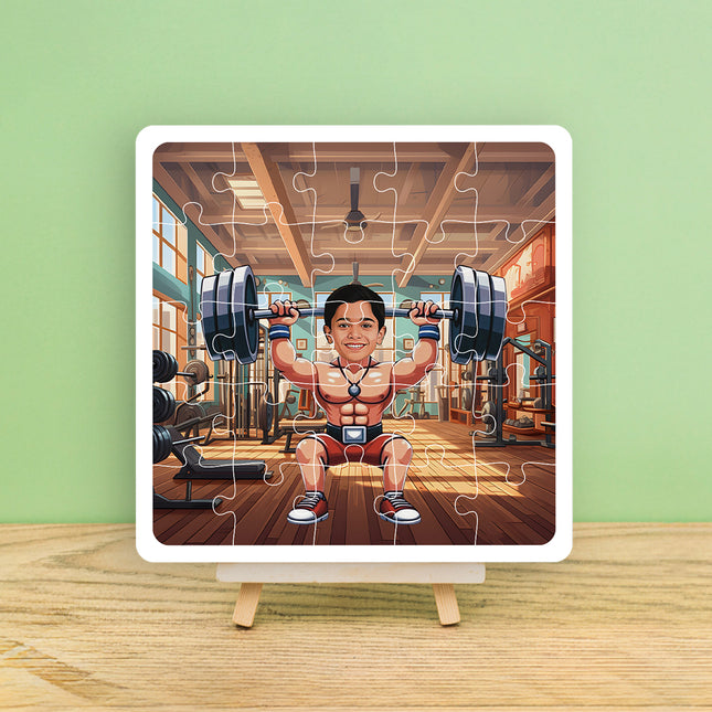 Personalised Weight lifter Desire Puzzle Photo Frame
